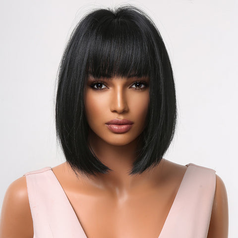 【Ellie 46】BUY 3 wigs pay 2 wigs Black Short Bob With Bangs for Women LC2049-1