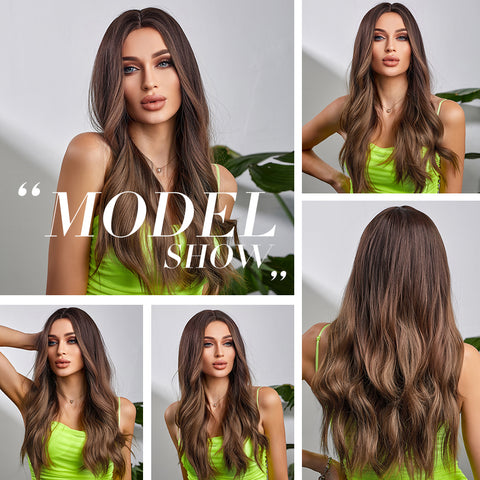 🔥NEW ARRIVAL!!!🔥【YW】26 Inch Long Ombre Brown Wavy Curly Wig LC179-1