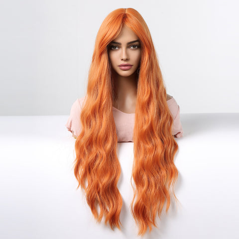【Peachy 82】26 Inch orange curly wigs with bangs wigs for Women WL1115-2