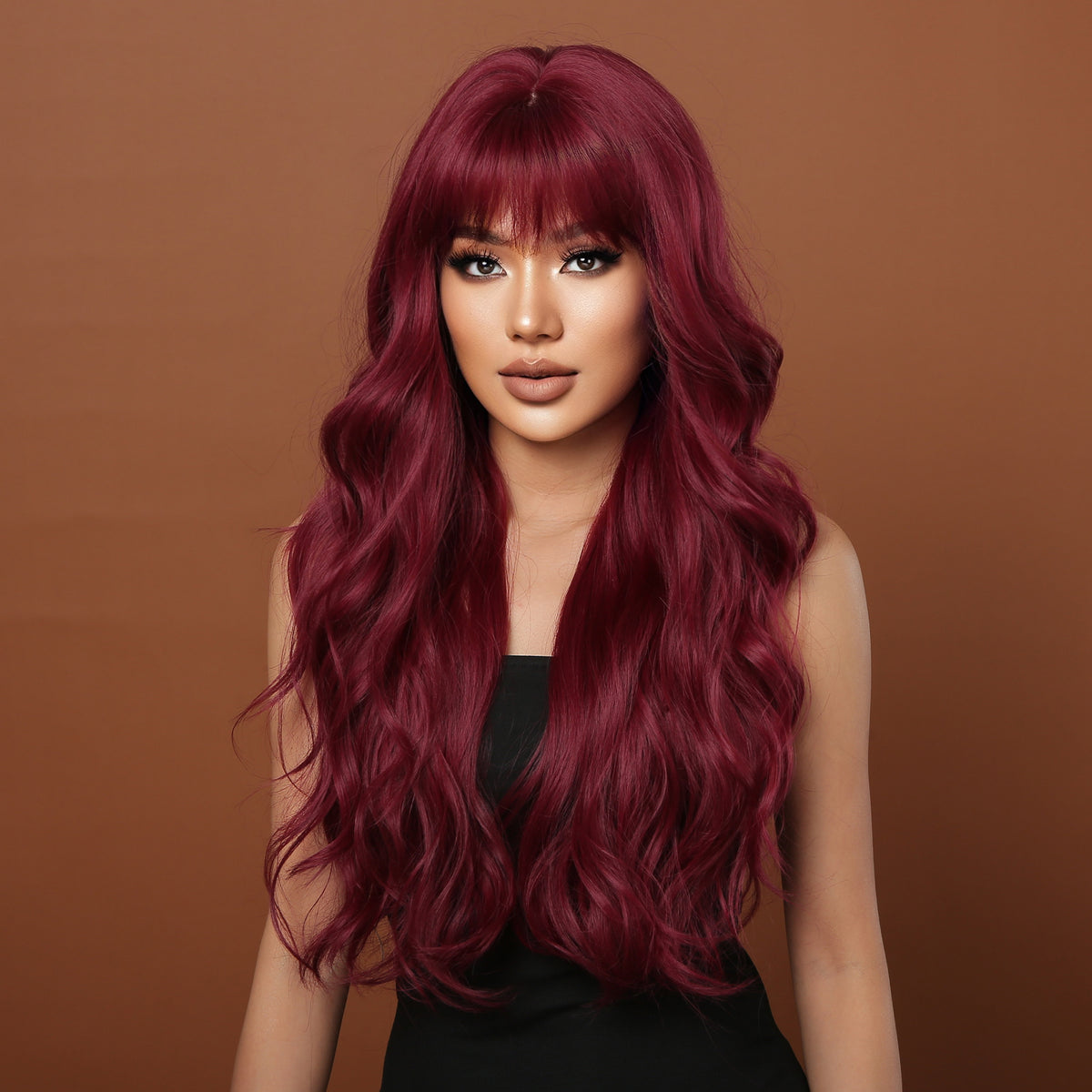 【Luna 64】 wine red Long Burgundy curly wig LC2074-1