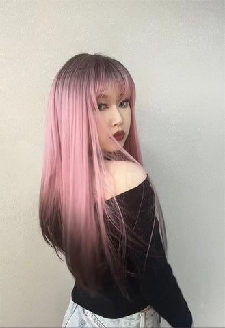 【Erica 30】 Haircube Long Blue Wavy Synthetic Wigs With Bangs LC2130-1