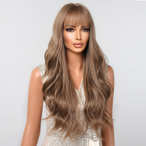 【Ellie 24】BUY 3 wigs pay 2 wigs 26 inch long curly blonde wig with bangs Women's wig LC2088-3