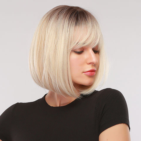【Melody Picked】Gray Short Bob Wig Synthetic Heat Resistant Wig SS176-1