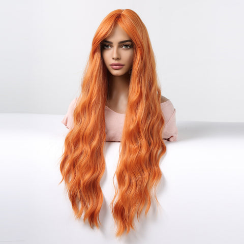 【Peachy 82】26 Inch orange curly wigs with bangs wigs for Women WL1115-2