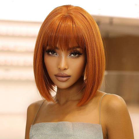 【Melody Picked】14 Inch short straight bobo wigs orange wigs with bangs wigs  LC2071-3