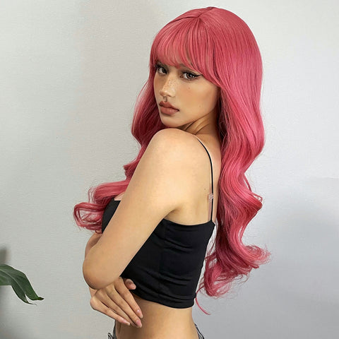 🔥NEW ARRIVAL!!!🔥【YW26】pink curly wigs with bangs wigs for Women WL1020-1