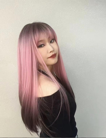 【Erica 30】 Haircube Long Blue Wavy Synthetic Wigs With Bangs LC2130-1