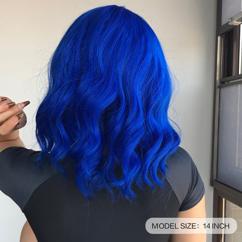 【Melody Picked】Long Curly Blue with Bangs Wigs Bobo Wigs for Women WL1006-4