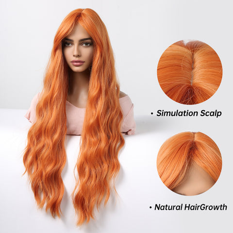 【Melody Picked】orange curly wigs with bangs wigs for Women WL1115-2