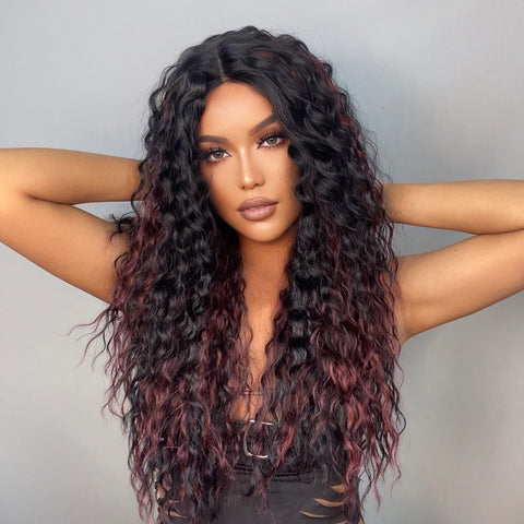 【YW19】26inch Wave Lace Front Wigs for Black Women, Wavy Wig Pineapple Wave Natural Color HC11030-4