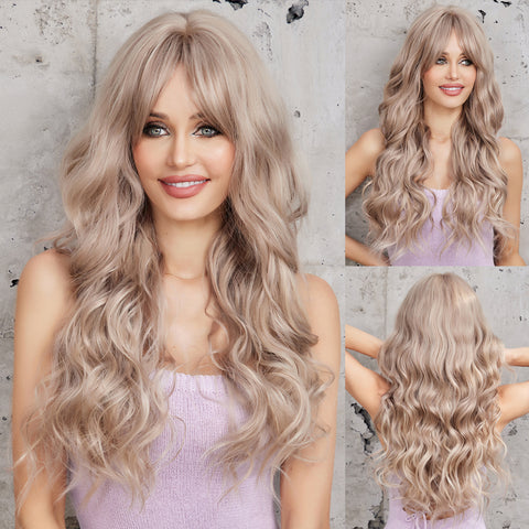 🔥NEW ARRIVAL!!!🔥【YW25】 Haircube 28 Inch blonde Long  Slight Wavy Curly Bob Wig  LC1045-1