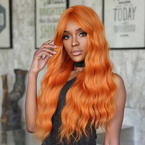 【Ellie 29】BUY 3 wigs pay 2 wigs 26 Inch orange curly wigs with bangs wigs for Women WL1115-2