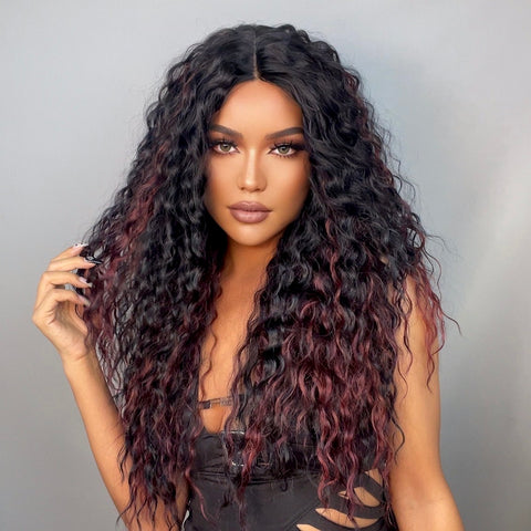 【YW19】26inch Wave Lace Front Wigs for Black Women, Wavy Wig Pineapple Wave Natural Color HC11030-4