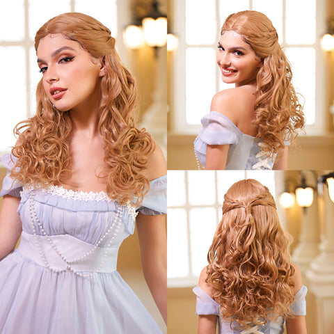 Haircube 22 Inch Beauty and the Beast Princess Belle Gold Braid Wig  Heat Resistant Synthetic Wig Natural Fashion Party Diy Cosplay RP019-1