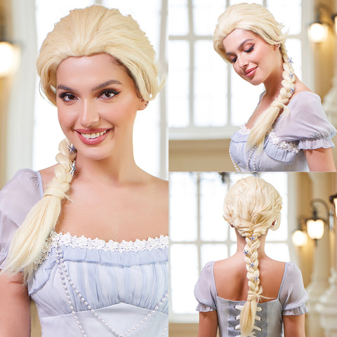 Haircube 24 Inch Frozen Princess EIsa Gold Braid Wig  Heat Resistant Synthetic Wig Natural Fashion Party Diy Cosplay RP017-1
