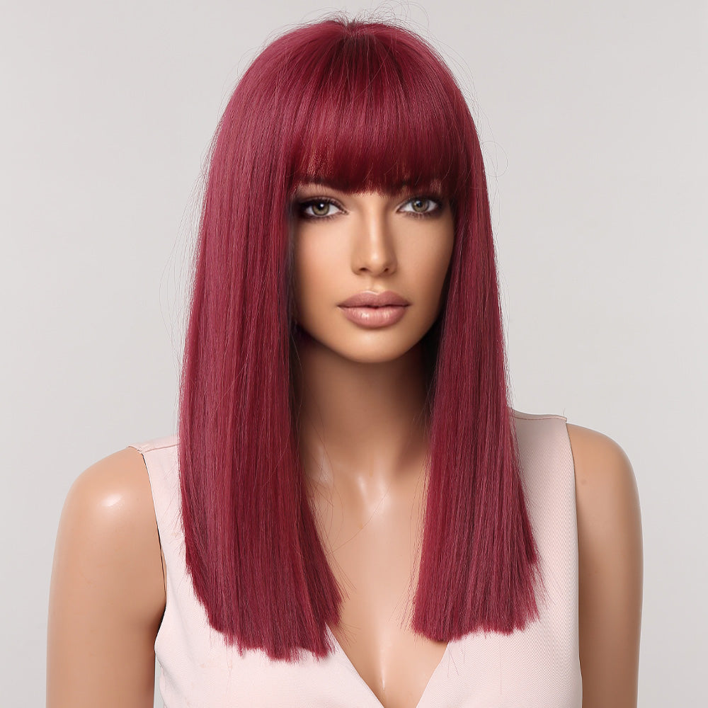 NEW ARRIVAL!!!【Gaby 18】🔥BUY 3 WIG PAY 2 WIG🔥 Long Red Straight Wig with bang Synthetic Wig  LC2072-1