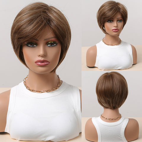 NEW ARRIVAL!!【Gaby 36】🔥BUY 3 WIG PAY 2 WIG🔥 8 Inch Brown Short  Pixie Cut Wig Heat Resistant Synthetic Wig  SS179-1