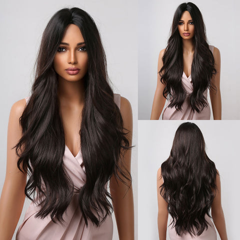 【Gaby】🔥BUY 3 WIG PAY 2 WIG🔥Haircube 28 Inch Long Dark Brown Wavy Curly Wig Natural Comfortable for Woman Party Date Daily DIY LC2019-2