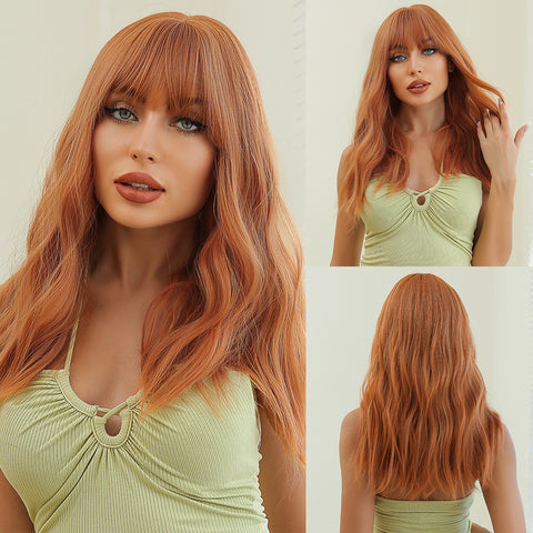【Gaby 80】🔥BUY 3 WIG PAY 2 WIG🔥20 Inch Long curly wigs orange with bangs wigs  lc079-1