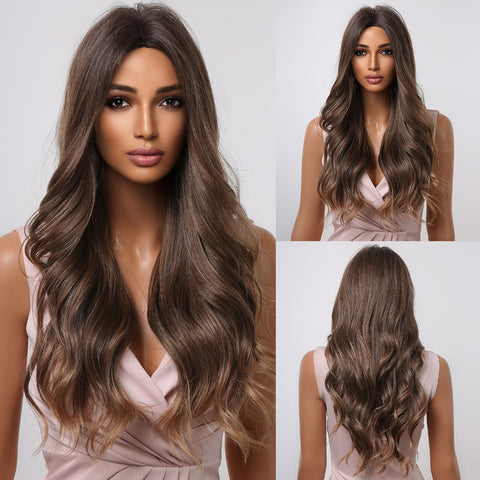 【Gaby 58】🔥BUY 3 WIG PAY 2 WIG🔥 Haircube 30 Inch Long Brown  Wavy Wig Middle Part Natural for Woman Party Daily DIY LC2040-1