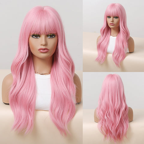 【Gaby 73】🔥BUY 3 WIG PAY 2 WIG🔥Haircube 24 Inch Long Pink Wavy Curly Wig  WL1038-1