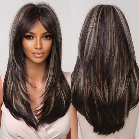 【Gaby 57】 🔥BUY 3 WIG PAY 2 WIG🔥long light brown straight wigs with bangs wigs for women LC2068-7