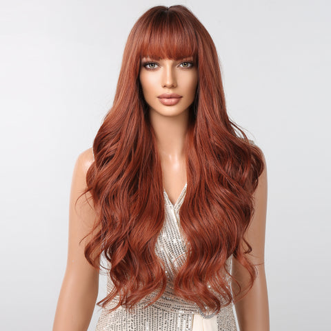 【Sphere 25】30 Inch brown ombre blonde long curly wigs with bangs wigs  LC2097-2