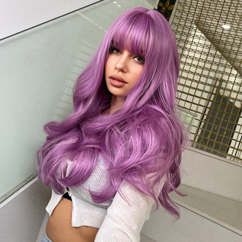 【Gaby 78】🔥BUY 3 WIG PAY 2 WIG🔥Haircube 26 Inch Long Purple Wavy Curly Wig LC6126