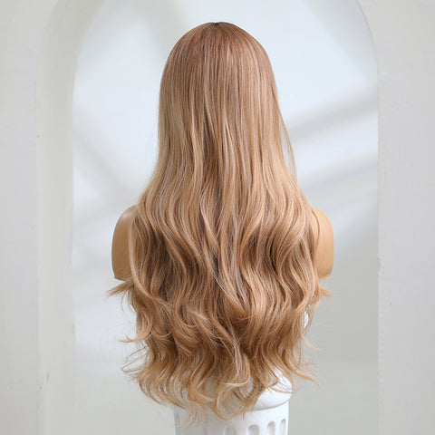 【WAVES】 26 inch Long Ombre Brown Wavy Curly Wig lc8038