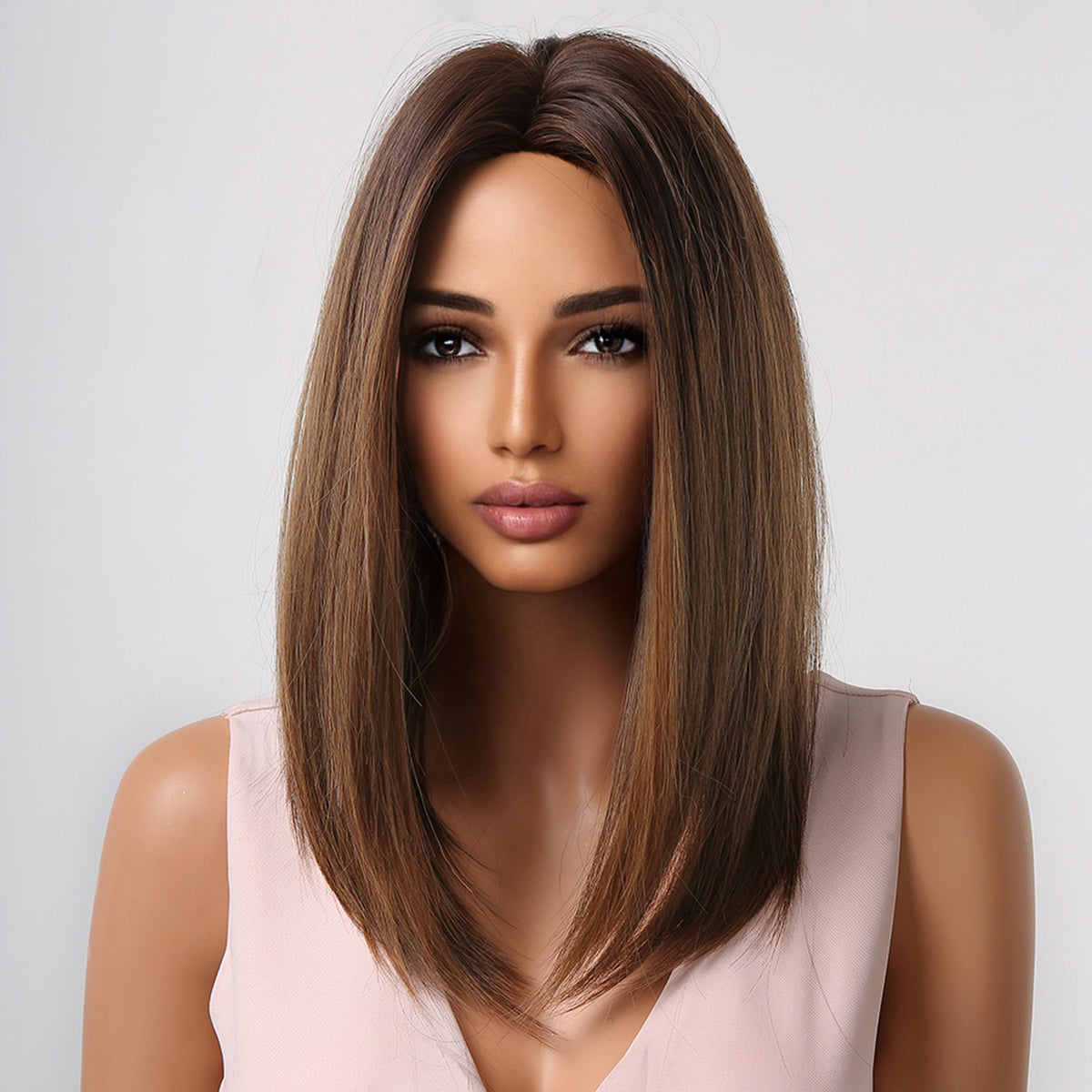 Haircube 16 Inch Short Brown Bob Wig Heat Resistant Synthetic Wig  Natural Comfortable for Woman Party Daily DIY LC2022-1