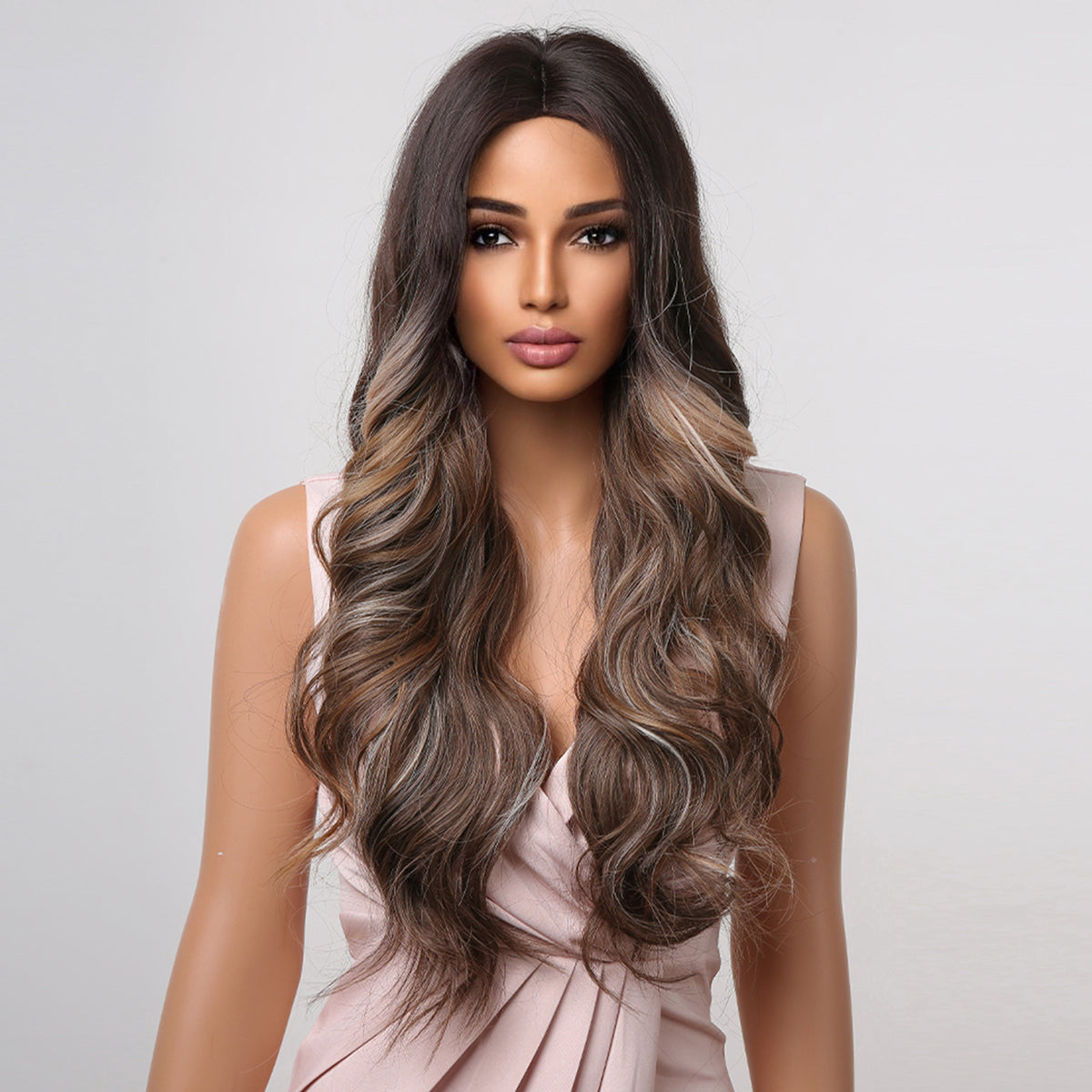 S63 Ombre Brown Wavy Curly Long Wig 26 Inch LC2017-1