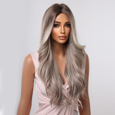 【Gaby 9】🔥BUY 3 WIG PAY 2 WIG🔥 Haircube 30 Inch Long Silver Gray  Wavy Wig Middle Part Natural for Woman  LC2044-1