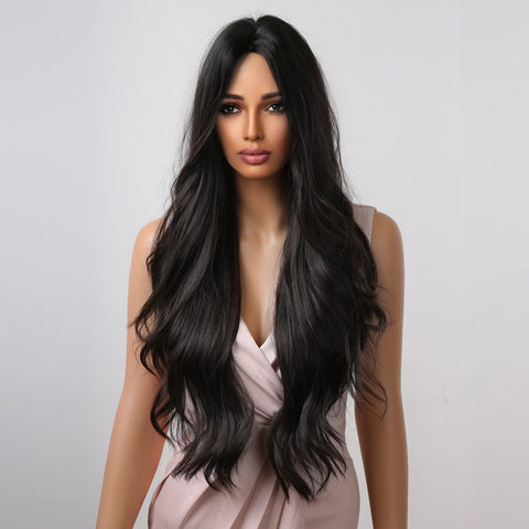 【Gaby 88】🔥BUY 3 WIG PAY 2 WIG🔥 Haircube 28 Inch Long Black Wavy Curly Wig Natural Comfortable for Woman Party Date Daily DIY LC2019-1