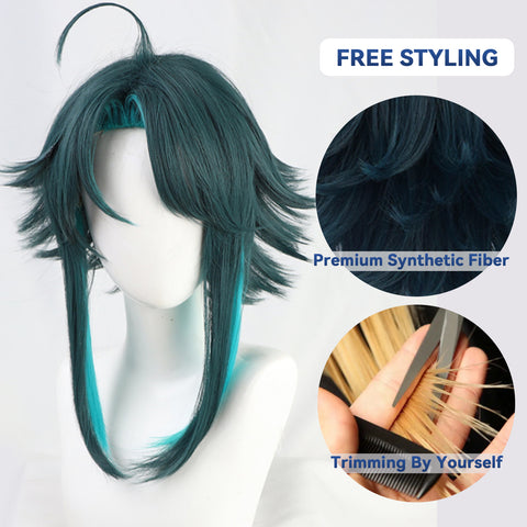 Haircube 20 Inch Genshin Impact Xiao Wig  Heat Resistant Synthetic Wig Natural Fashion Party Diy Cosplay RP006-1