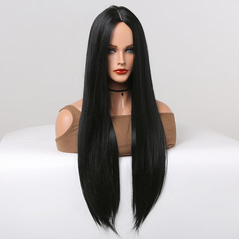 T25 long straight wigs black wigs with lace front wigs for women WL1014-1