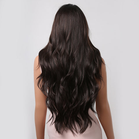 【Sphere 15】28 inch Long Dark Brown Wavy Wigs for Women LC2019-2