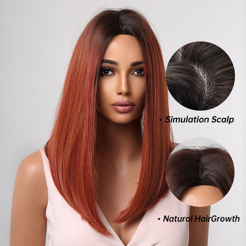 Haircube 18 Inch Red Bob Wig  Natural Comfortable for Woman Party Daily DIY LC2016-2