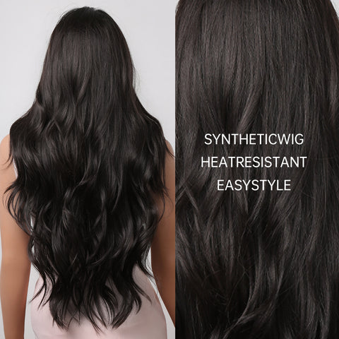 【Luna 5】 Haircube 28 Inch Long Black Wavy Curly Wig Natural Comfortable for Woman Party Date Daily DIY LC2019-1