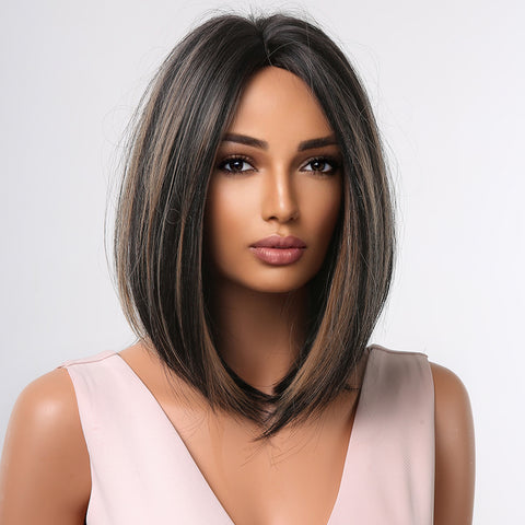 【Sphere 56】14 inch Black Mixed Brown Bob for Women LC2038-1