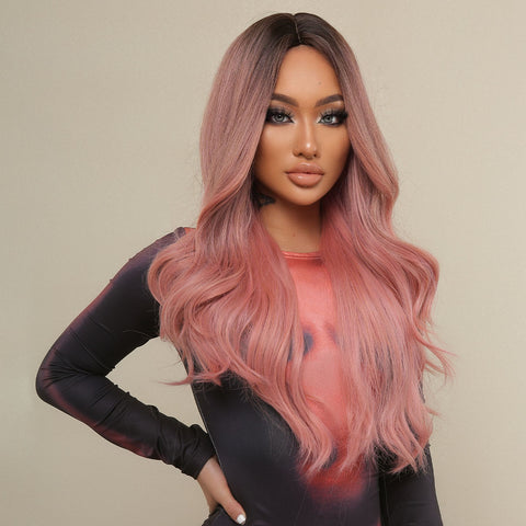 【Luna 36】 Haircube Long Ombre Pink Wavy Synthetic wigs LC313-1