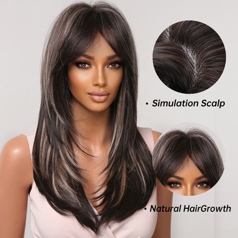 【Gaby 57】 🔥BUY 3 WIG PAY 2 WIG🔥long light brown straight wigs with bangs wigs for women LC2068-7
