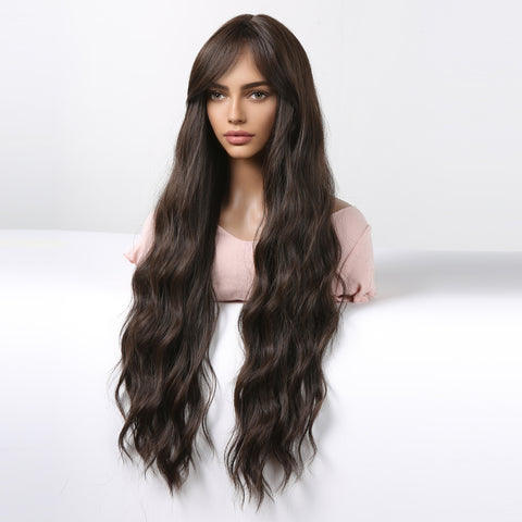 T22 brown curly wigs with bangs wigs for Women WL1115-1