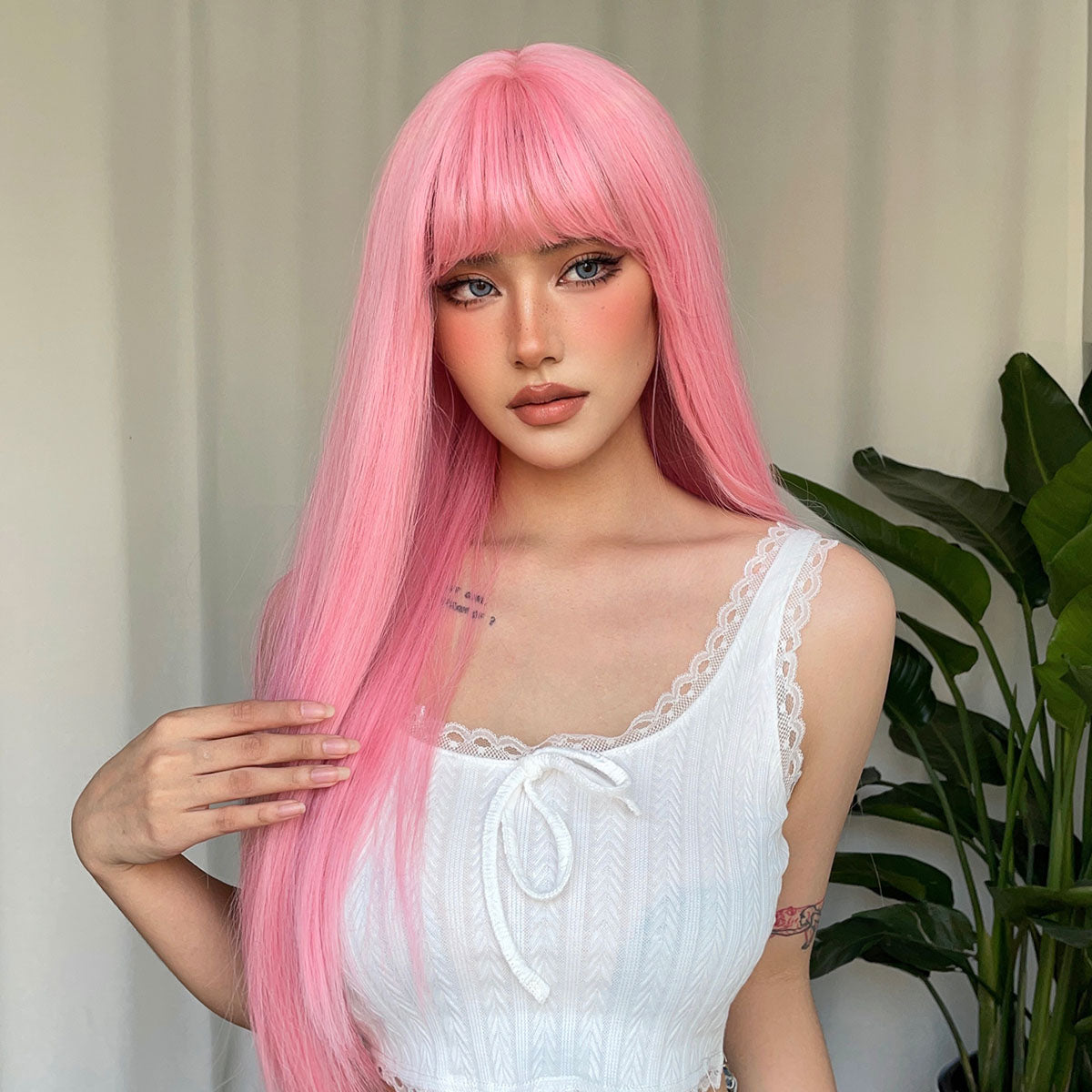 【YW17】28 Inch pink Long Wavy Wigs for Women WL1092-2
