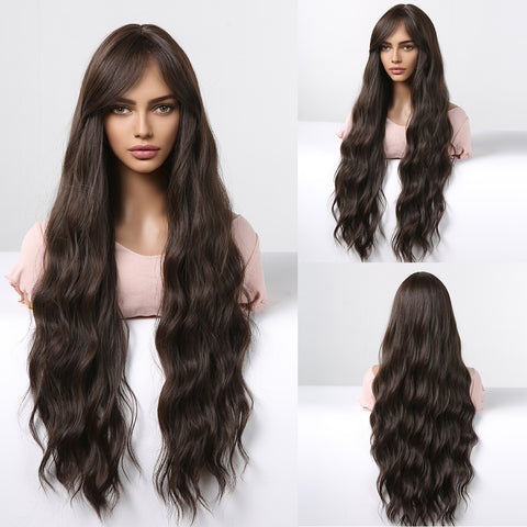 【Sphere 3】26 Inch brown curly wigs with bangs wigs for Women WL1115-1
