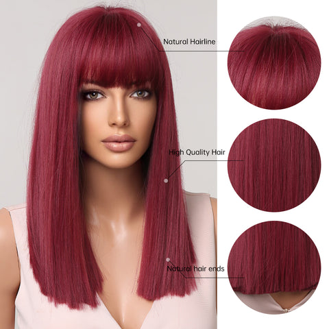 NEW ARRIVAL!!!【Gaby 18】🔥BUY 3 WIG PAY 2 WIG🔥 Long Red Straight Wig with bang Synthetic Wig  LC2072-1