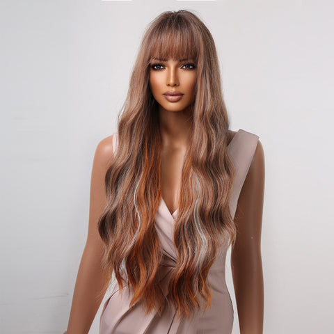 【Sphere 20】30 inch Long Brown Mixed Gray Wavy Wig for Women LC2059-1