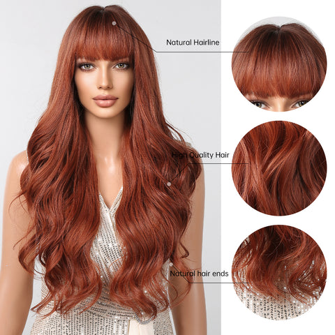 【Sphere 25】30 Inch brown ombre blonde long curly wigs with bangs wigs  LC2097-2