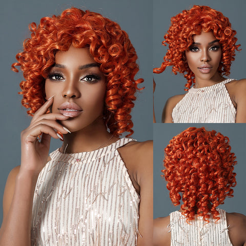 【Gaby 69】🔥BUY 3 WIG PAY 2 WIG🔥Red 14 Inch curly wigs WL1103-2