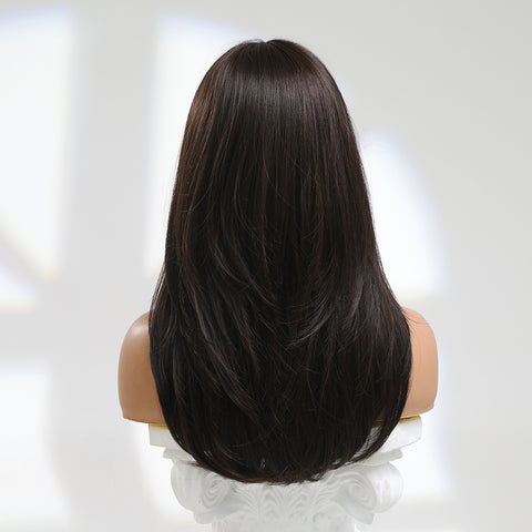 S5 Long Dark Brown Wavy Wig Heat Resistant Synthetic Wig LC8015