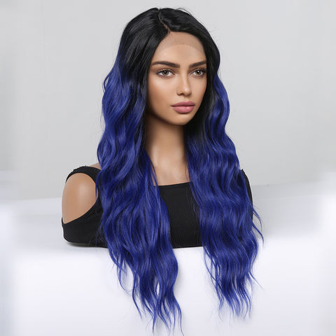 【Gaby 44】🔥BUY 3 WIG PAY 2 WIG🔥 blue and lace front wigs Long curly Wavy Wig for Women HC11060-1